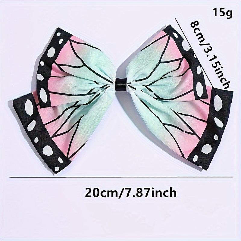 Chic Anime Bowknot Hair Clip - Cute, Durable Fabric Barrette with Whimsical Cartoon Print for Teens & Women - Rexpect Nerd