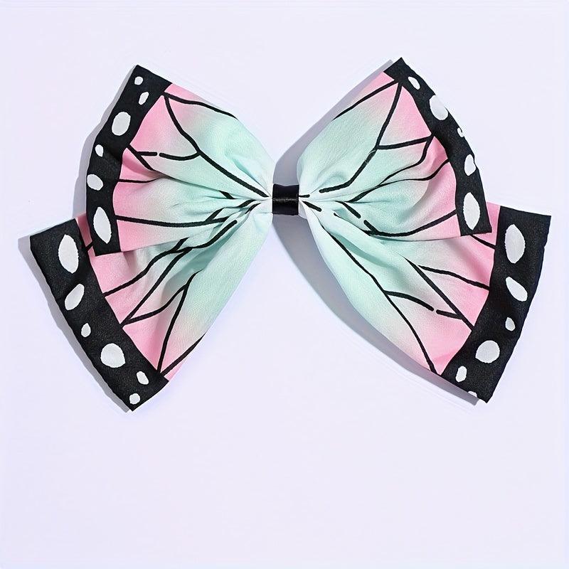 Chic Anime Bowknot Hair Clip - Cute, Durable Fabric Barrette with Whimsical Cartoon Print for Teens & Women - Rexpect Nerd