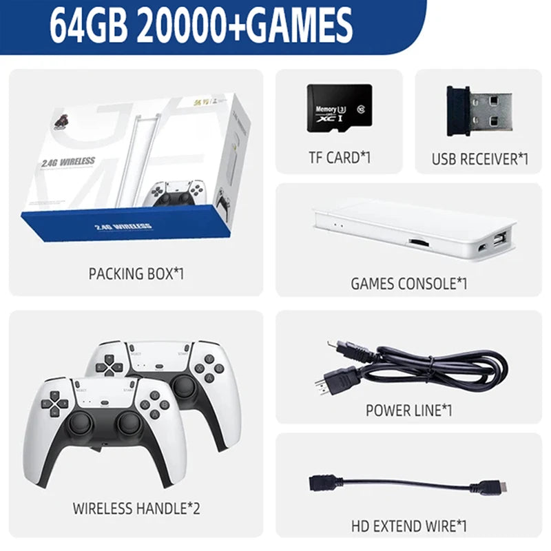 M15 Video Game Stick 4K 64G 20000+ Retro Games Handheld Video Game Console Wireless Gamepads HD Gaming Consola 20+ Simulators