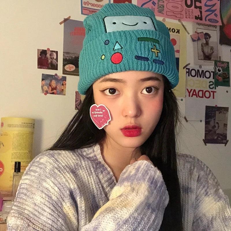 Fashionable Winter Beanie – Thick, Warm, Multicolor Knitted Hat for Women