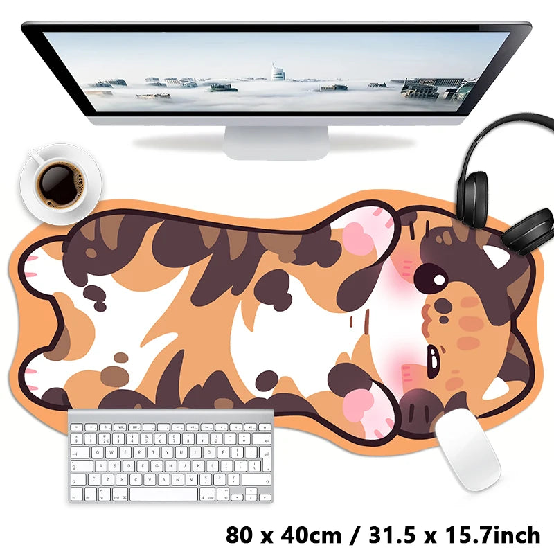 Pink Black Tortoiseshell Kawaii Cat Cartoon Cute Animal Kitty XXL Large Mouse Pad Computer Non-slip Keyboard Desk Mat Mousepad