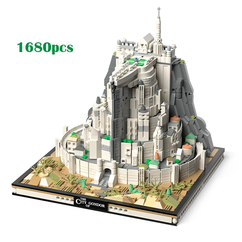 The Rings Minas White City Tirith Street View Assembly Model Building Block Movie Scene Architecture Puzzle Toys For Boys Gifts