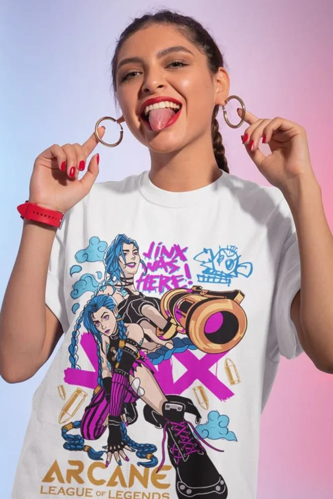Jinx Arcane Graphic T-Shirt - Japanese Anime Cartoon Tee in All Sizes