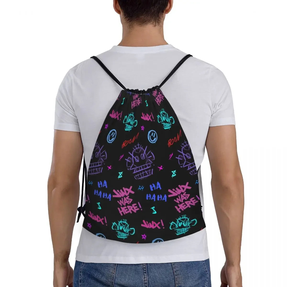 Arcane Jinx Graffiti Drawstring Backpack - Lightweight & Durable Sports Gym Bag