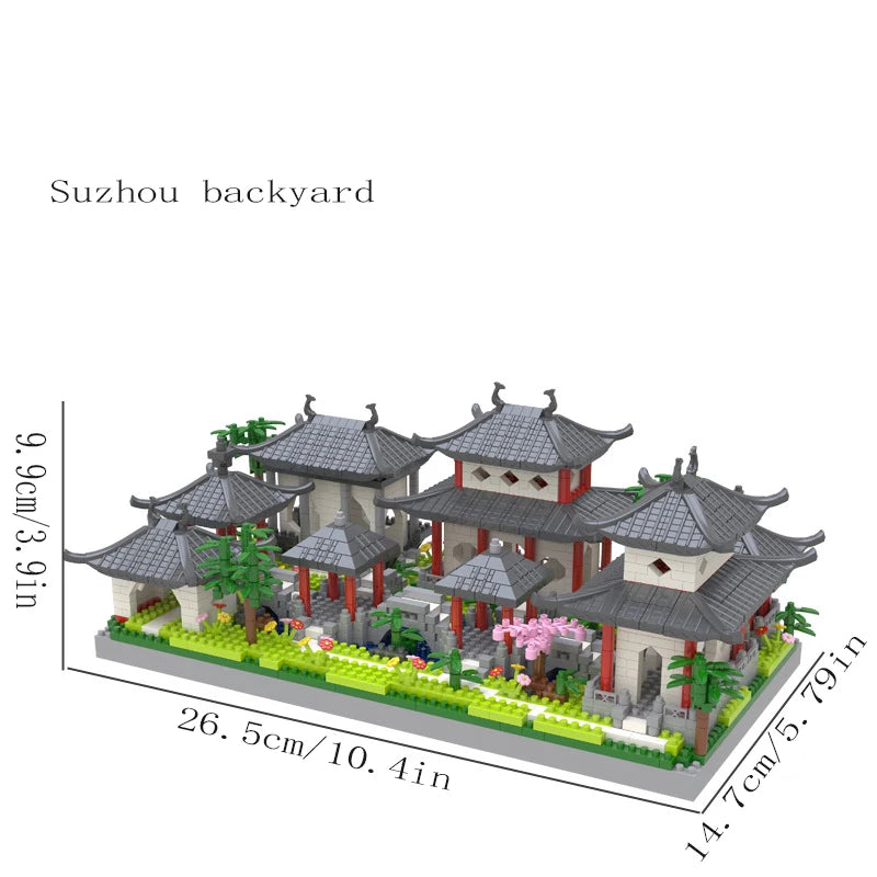 Suzhou Garden puzzle micro particle assembly type building block ethnic style building block toy
