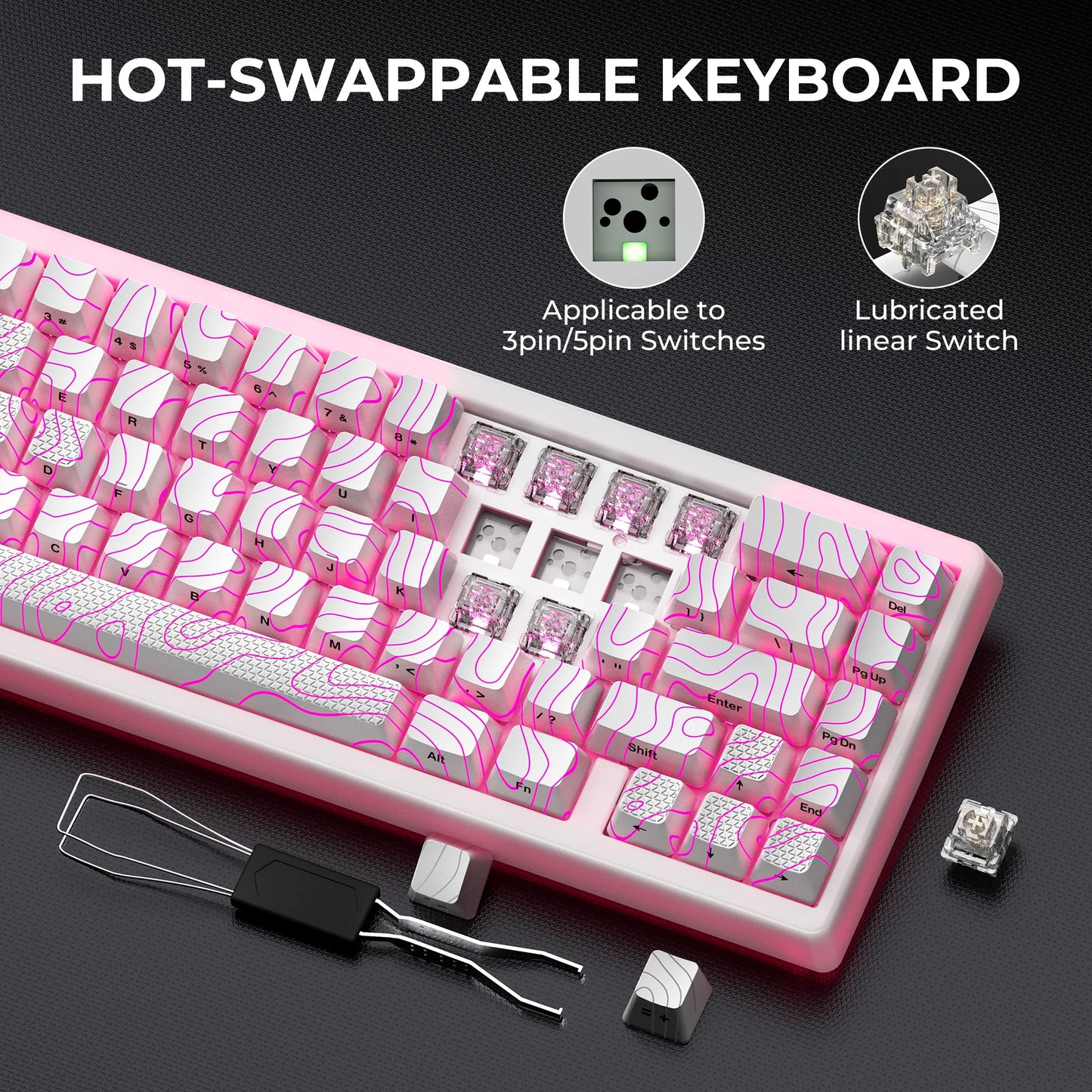 XVX M67 JadeStone 65% Tri-Mode Mechanical Keyboard | Hot-Swappable | IMD Keycaps | RGB Backlight | Gasket Mount