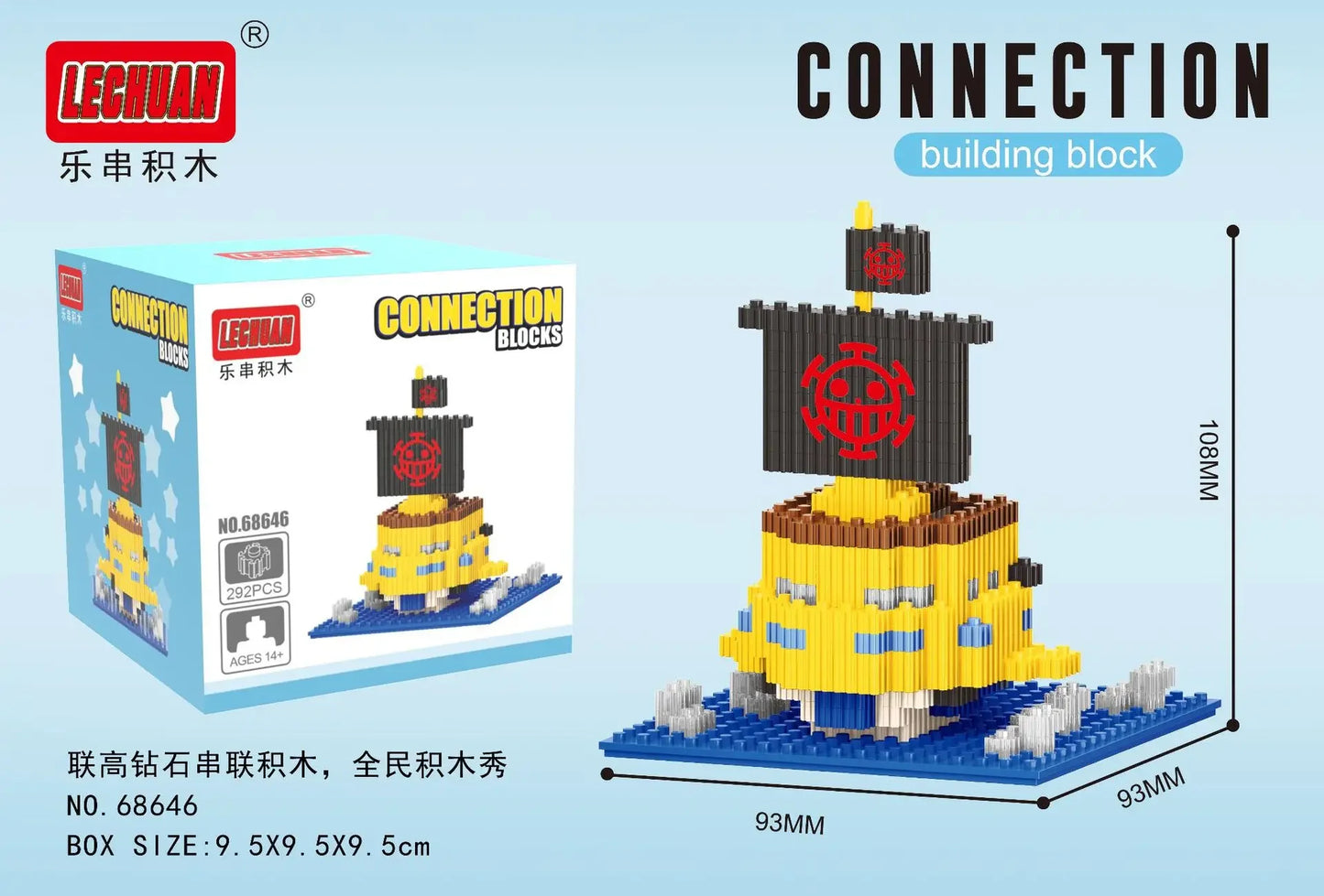 Thousand Sunny Micro Building Blocks Linkgo One Piece Pirate Ship Polortang Going Merry Connection Mini Bricks Figure Toys