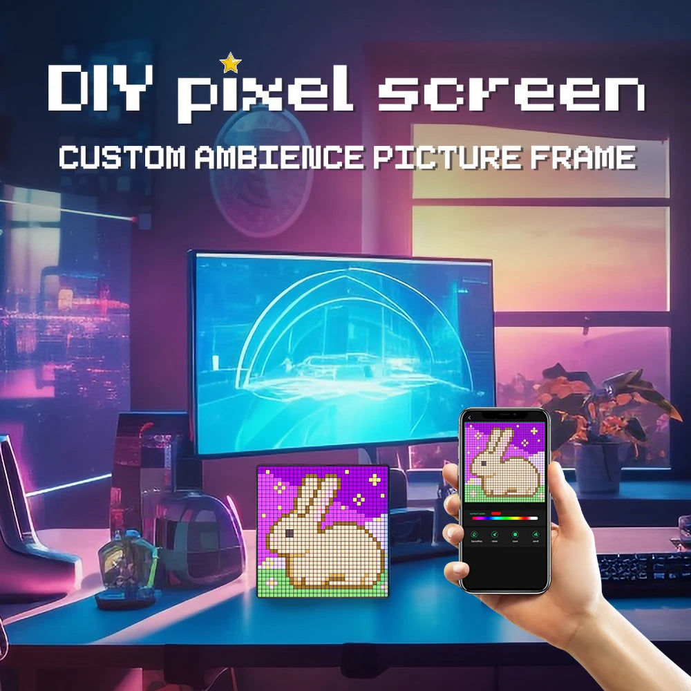 DIY LED Pixel Display RGB LED Panel Lamp Programmable Pixel Art Digital Light Display with APP Control Creative Display Screen