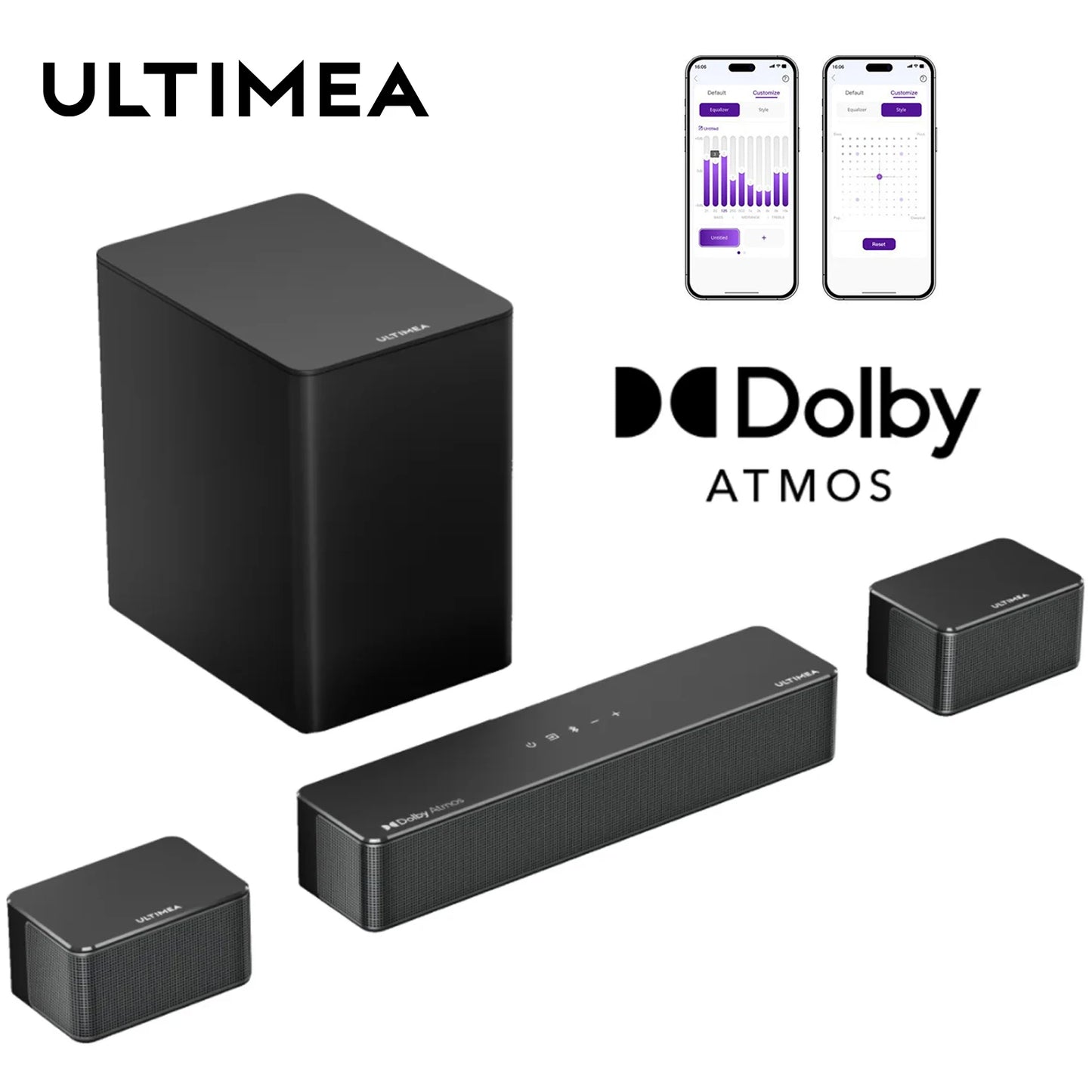 ULTIMEA 5.1 Soundbar with Dolby Atmos, 3D Surround System Soundbar for TV with Wireless Subwoofer, APP Control, Home Theater TV