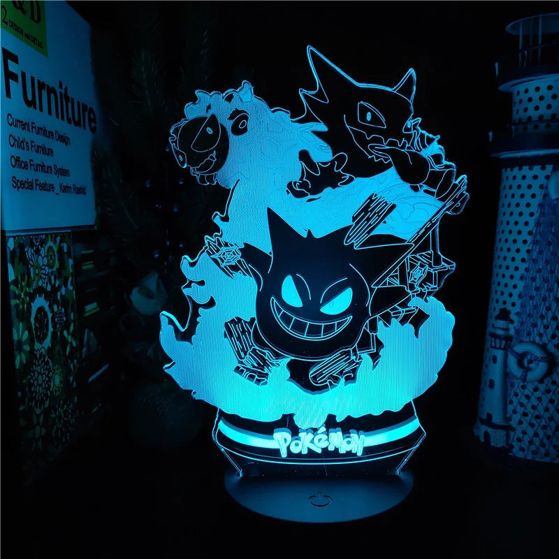 Gotta Catch 'Em All... for Your Nightstand! Pokémon Gengar Evolution 3D LED Night Light - 7 Colors, USB Powered, Perfect Gift for Fans