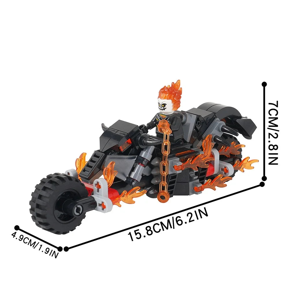 New Moc Ghost Rider With Motorcycle Building Blocks Mini Action Figure Toys