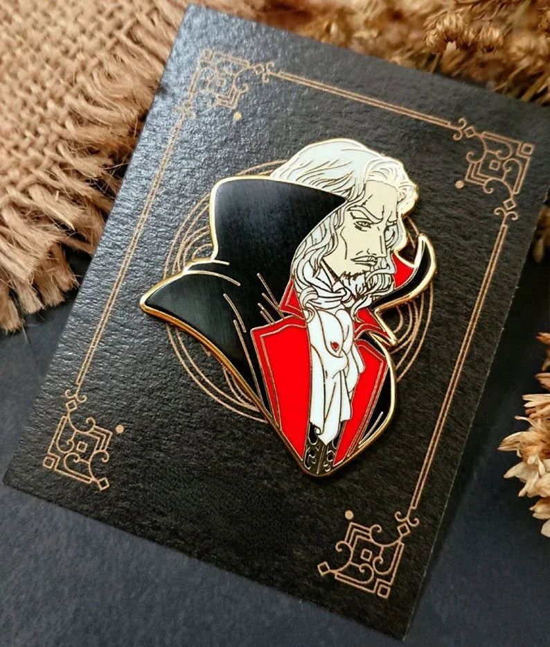 Castlevania Symphony of the Night Hard Enamel Pin – Dracula & Alucard Collectible