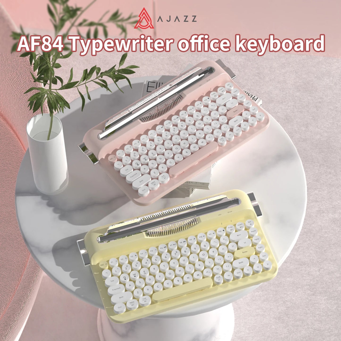 AJAZZ AF84 Multl-Device Keyboard Dual Mode 2.4G/Bluetooth5.0 With Card Slot Bracket Position Typewriter Office Membrane Keyboard