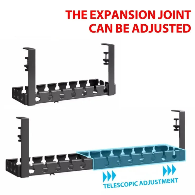 Under Desk Cable Management Tray No Drill Iron Power Strip Holder Wire Cord Organizer Clamp Mount for Home Office Desk