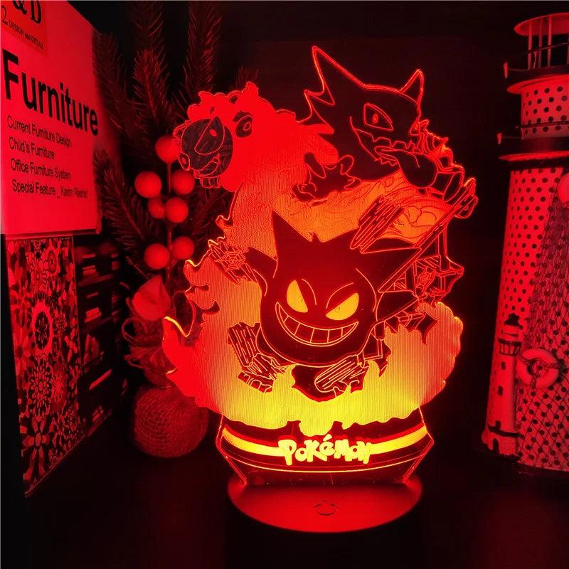 Gotta Catch 'Em All... for Your Nightstand! Pokémon Gengar Evolution 3D LED Night Light - 7 Colors, USB Powered, Perfect Gift for Fans