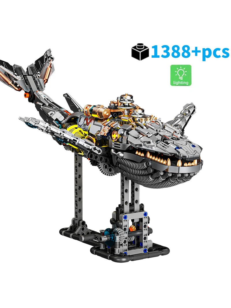 Technical Mechanical Whale Sea Life Set With light Building Blocks Bricks Animal World Model Boys Assembly Toys for Kid Gifts