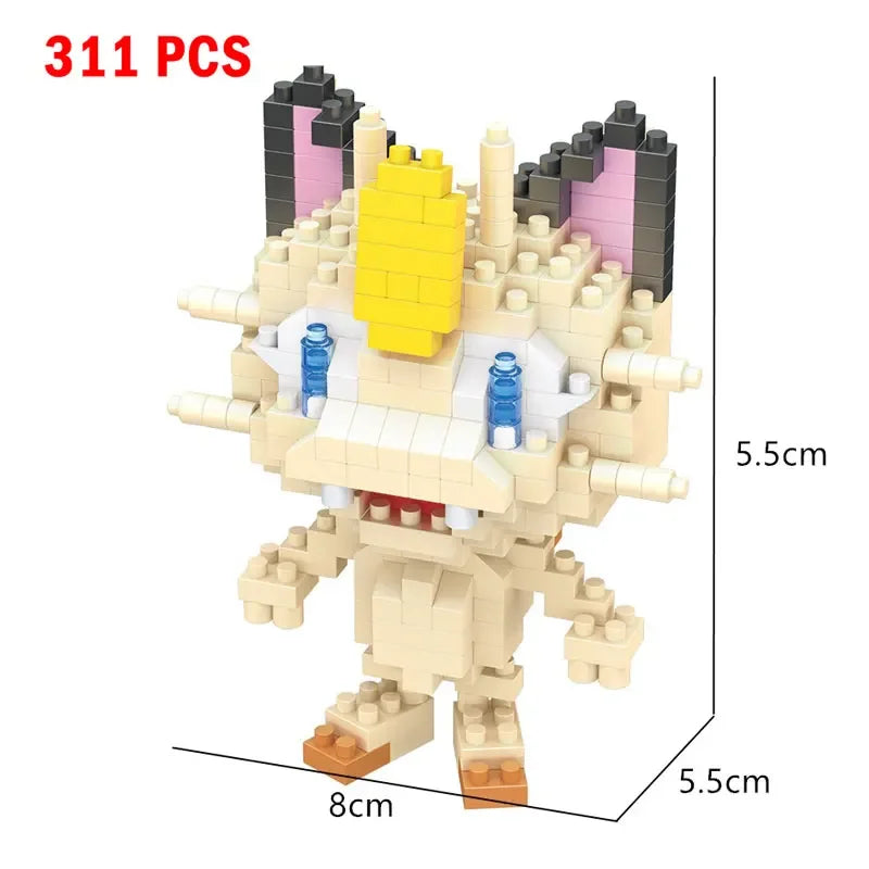 66pcs Pokemon Small Building Nanoblock Cartoon Pikachu Animal Model Education Game Graphics Pokemon Toys For Kids Birthday