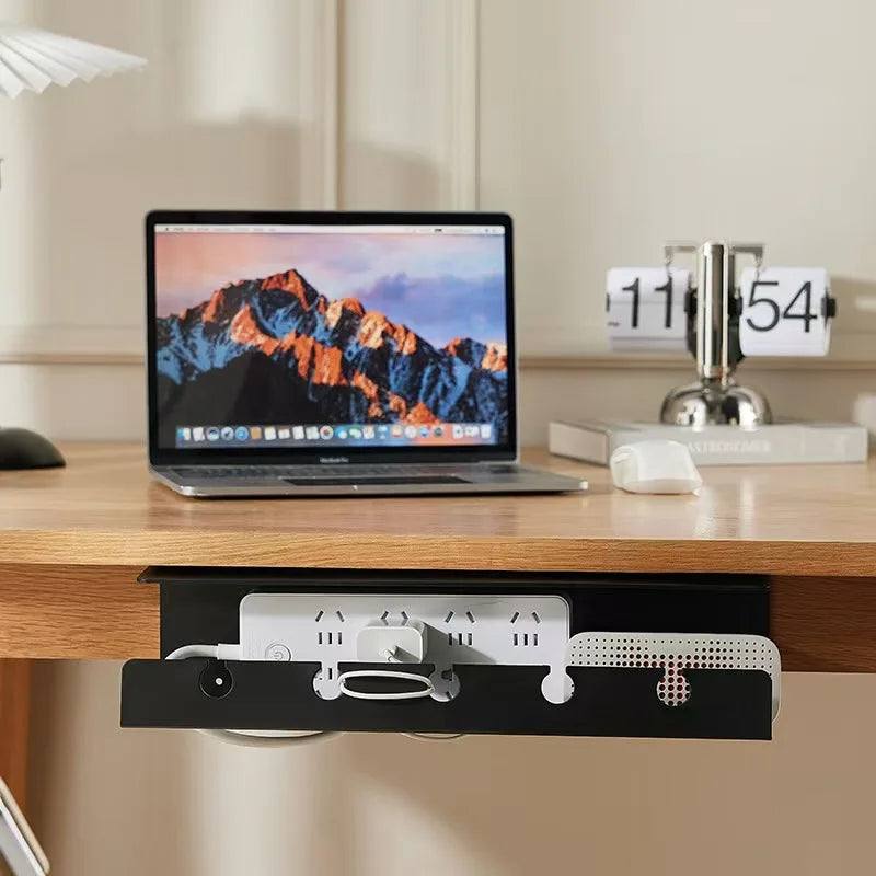 ISRTAO brand Under Desk Cable Management Cable Tray Under Desk With Clamp Power Strip Cord Holder Holder No Drilling Sturdy Spac