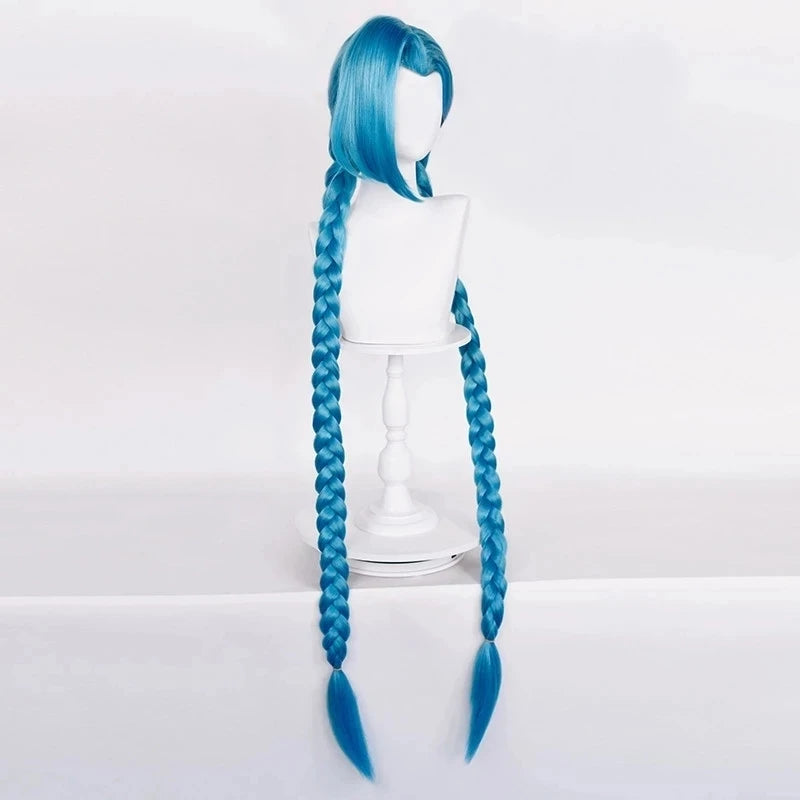 LOL Jinx Cosplay Wig - Long Braided Blue Wig with Heat Resistant Synthetic Hair