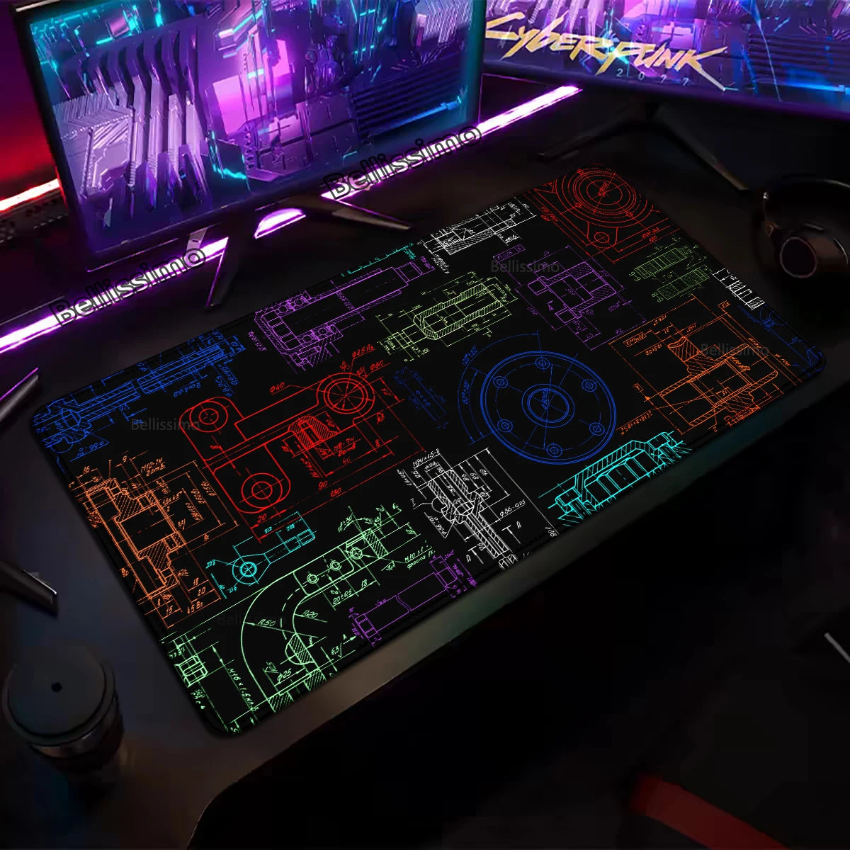 Mouse Pad Gaming Accessory Mechanical Drawing Large HD Mousepad XXL MousePad Natural Rubber Carpet Non-Slip Table Mat Office Rug