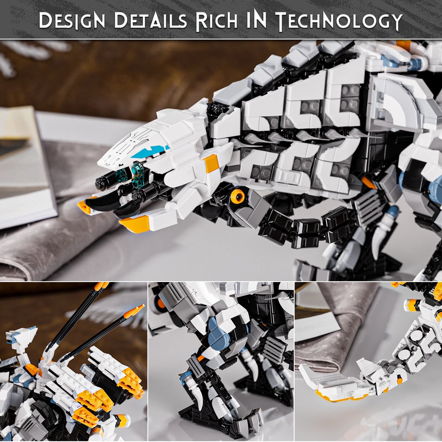 MOC Horizon Game Thunderjaw Mechanical Beast Building Blocks Model Forbidden West Game Thunder Fang Monster Bricks Toys DIY Gift