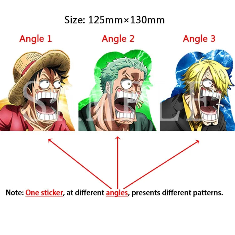 One Piece 3D Transform Sticker - Gear 5 Sun God Nika Luffy for Cars, Laptops & More