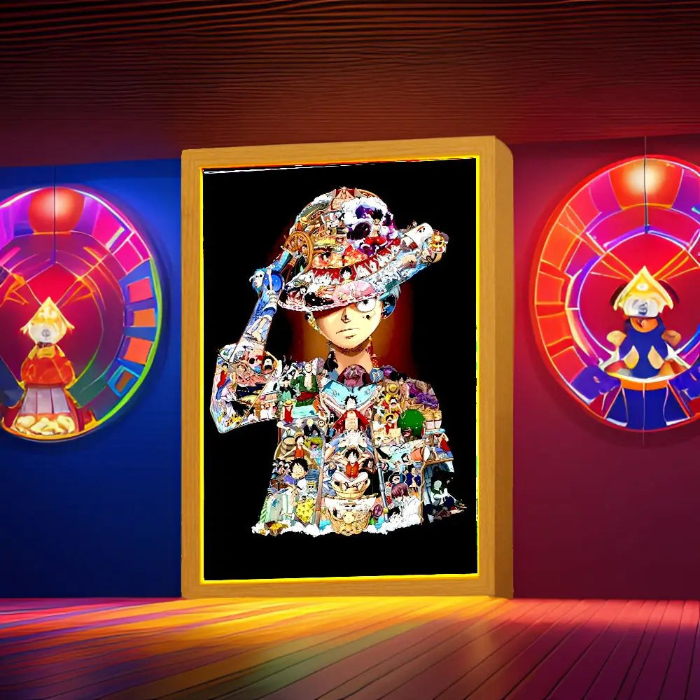 One Piece LED Light Painting – Zoro & Luffy Moon Lamp for Anime Fans