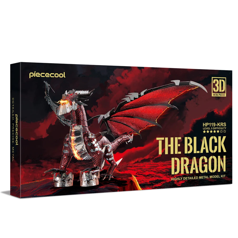 Piececool 3D Metal Puzzle The Black Dragon DIY Model Kits Assemble Jigsaw Toy Desktop Decoration GIFT For Adult
