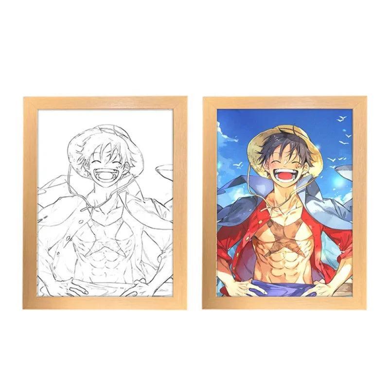 Illuminate Your Nights with a One Piece Adventure: Luffy & Zoro LED Photo Frame Night Light! - Rexpect Nerd