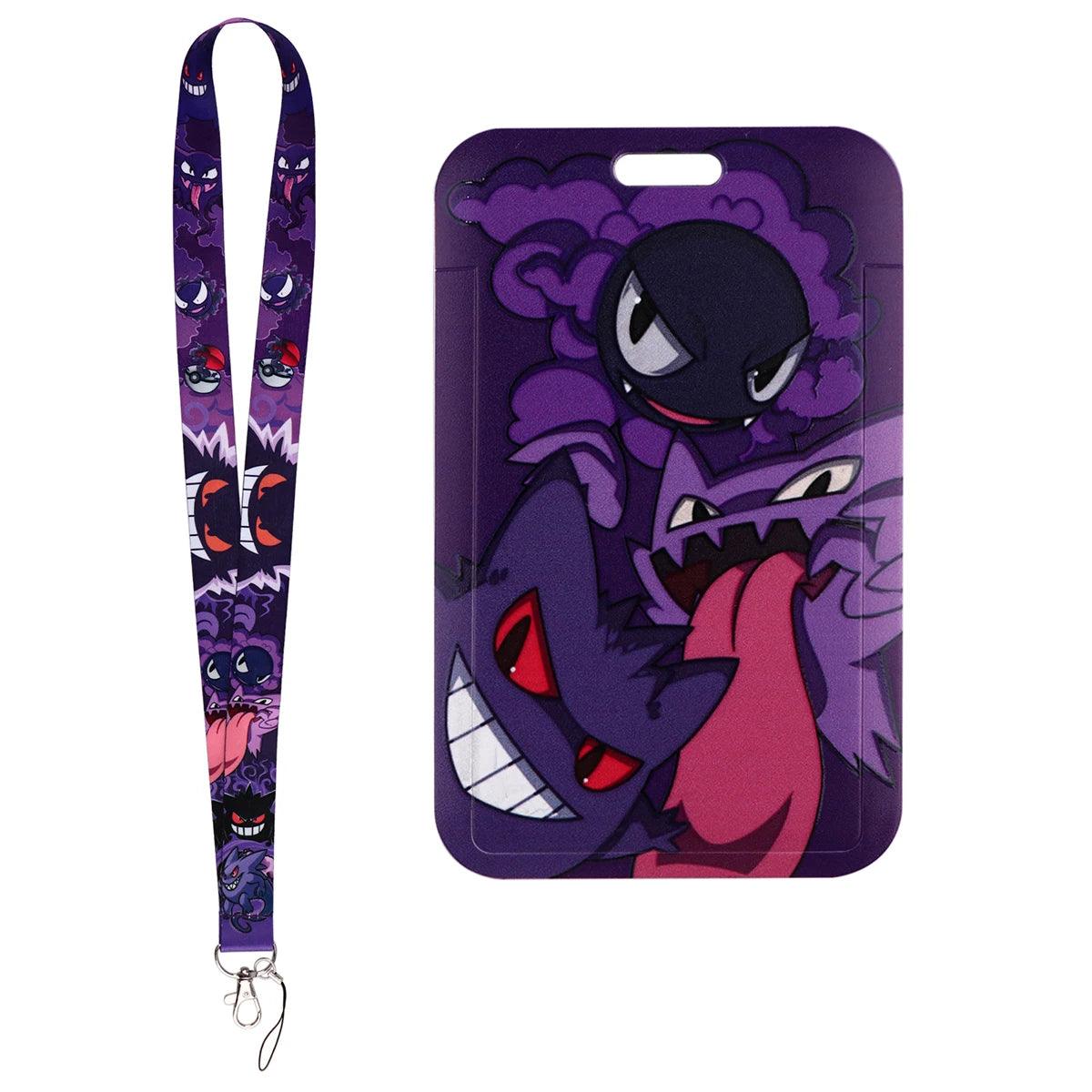 Cute Gengar Credential Holder - Anime Lanyard with Keychain & Card Badge Holder