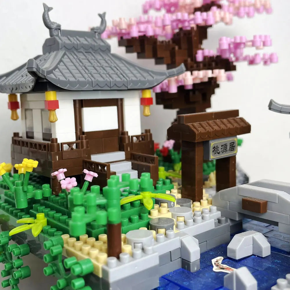 Taohuatan Lake Themed Micro Brick Building Blocks Set, Adult Creative Toys, Unique Chinese Landscape Model Bricks with LED Light