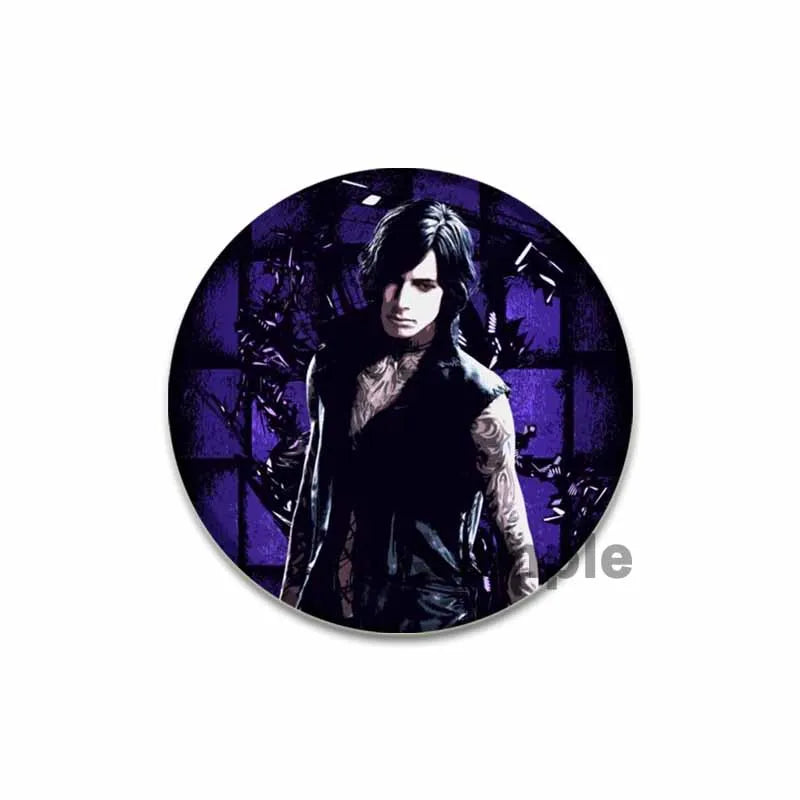 58mm Game Anime Devil May Cry Brooches Dante Cartoon Badge HD Print Handmade Pins for Backpack Accessories Clothes Decoration