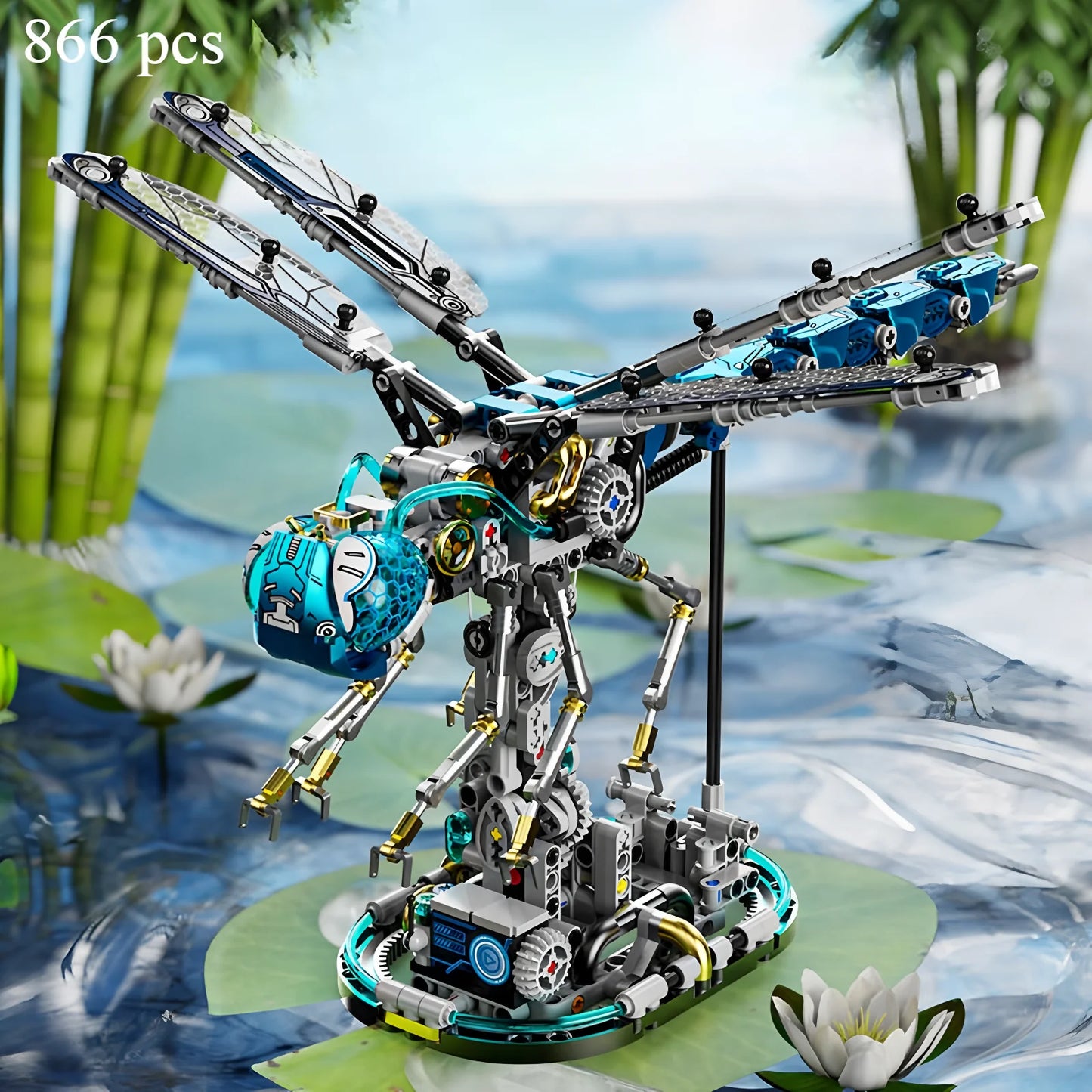 866 pcs Dragonfly building blocks model Children's mechanical building blocks Scientific building blocks educational toys gift