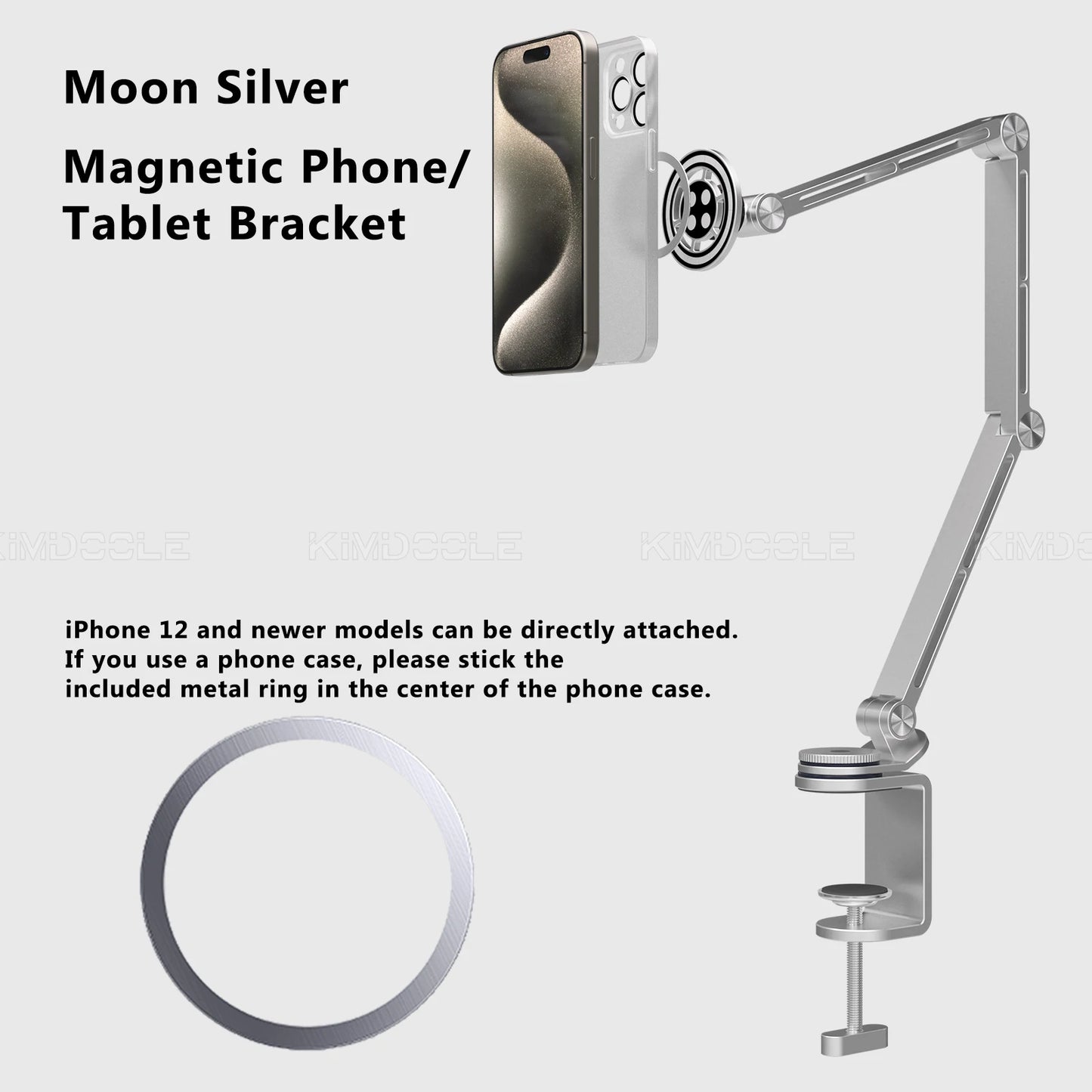 Kimdoole iPad Galaxy Xiaomi Tablet Kindle Tablet Desktop Adjustable Rotating Display Stand Magnetic Bed Phone Stand Clip Mount