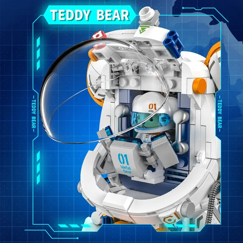 PANLOS Astronaut Teddy Bear Building Blocks Toys With LED City Space Creative MOC DIY Robots Bricks Toys for Boys Adult Gift