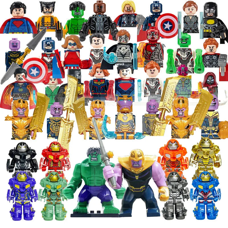 42 Pieces of Marvel Mini Building Block Dolls, Superhero Anime Figure, Thanos, Iron Man Spider Man DIY Building Block Toys Gifts