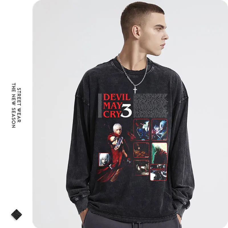 Devil May Cry Long Sleeve Shirt | Oversized Dante & Vergil Tee – Harajuku Style