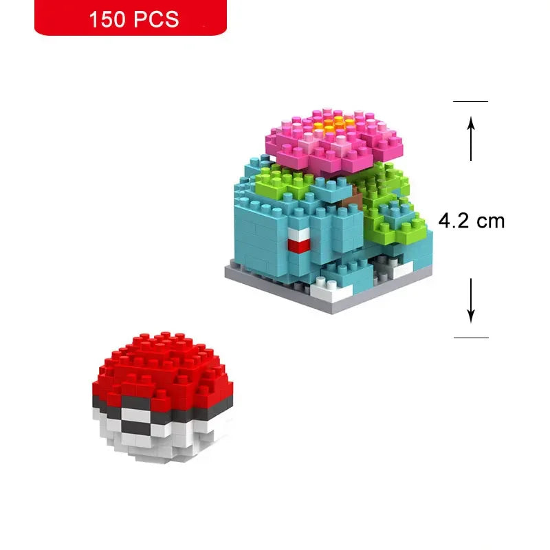 66pcs Pokemon Small Building Nanoblock Cartoon Pikachu Animal Model Education Game Graphics Pokemon Toys For Kids Birthday