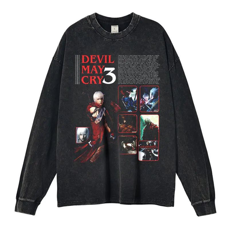 Devil May Cry Long Sleeve Shirt | Oversized Dante & Vergil Tee – Harajuku Style