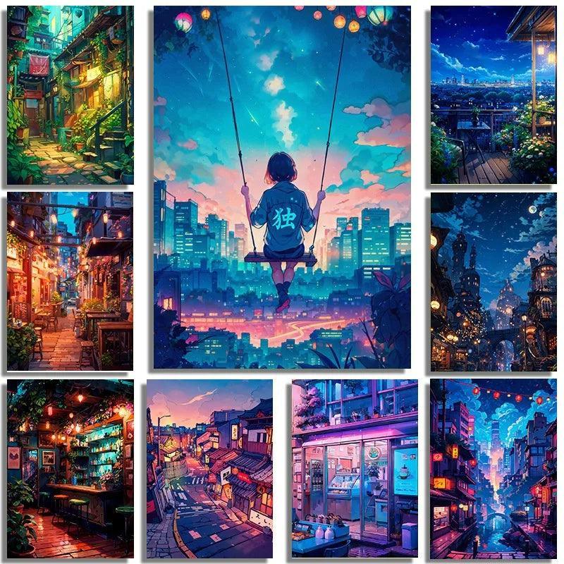 Dive into the Dazzling Neon Underworld of a Japanese Anime City with this Stunning Canvas Print! - Rexpect Nerd