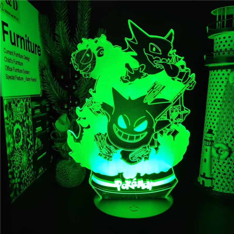 Gotta Catch 'Em All... for Your Nightstand! Pokémon Gengar Evolution 3D LED Night Light - 7 Colors, USB Powered, Perfect Gift for Fans