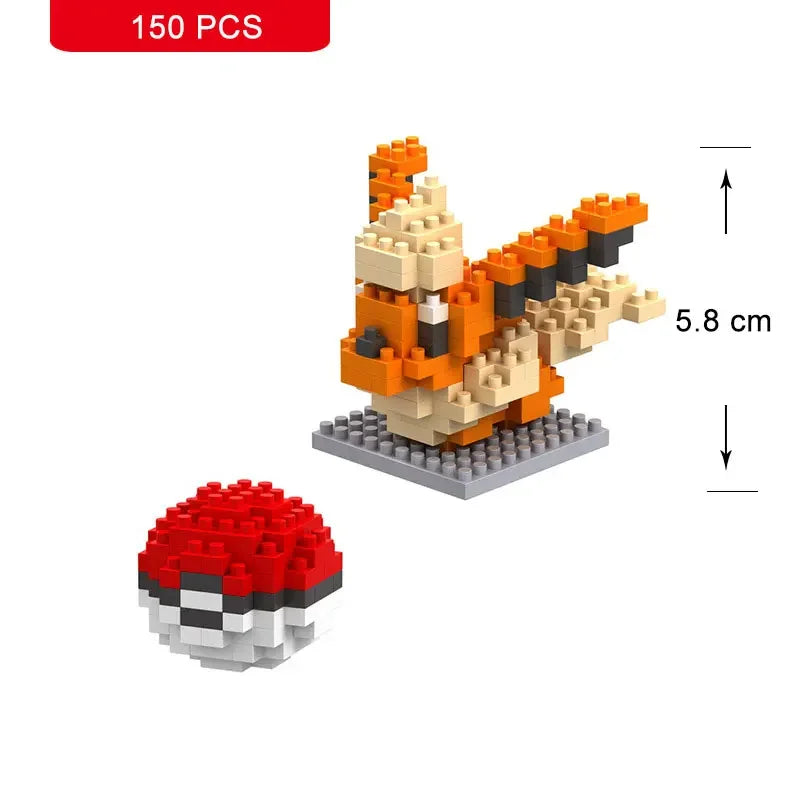 66pcs Pokemon Small Building Nanoblock Cartoon Pikachu Animal Model Education Game Graphics Pokemon Toys For Kids Birthday