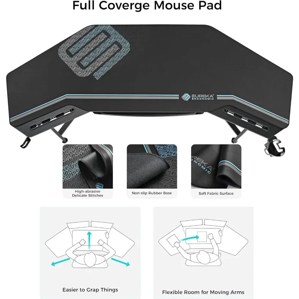 Aero 72" LED Wing‑Shaped Gaming Desk – RGB Studio Setup