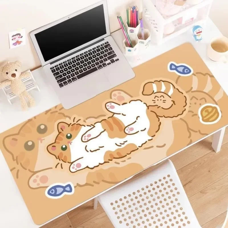 XXL Large Cute Furry Mouse Pad Kawaii Kitty Cats Mouse Mat 70x30cm Gamer Desk Carpet Anime Mousepad Gaming Accessories Play Mats