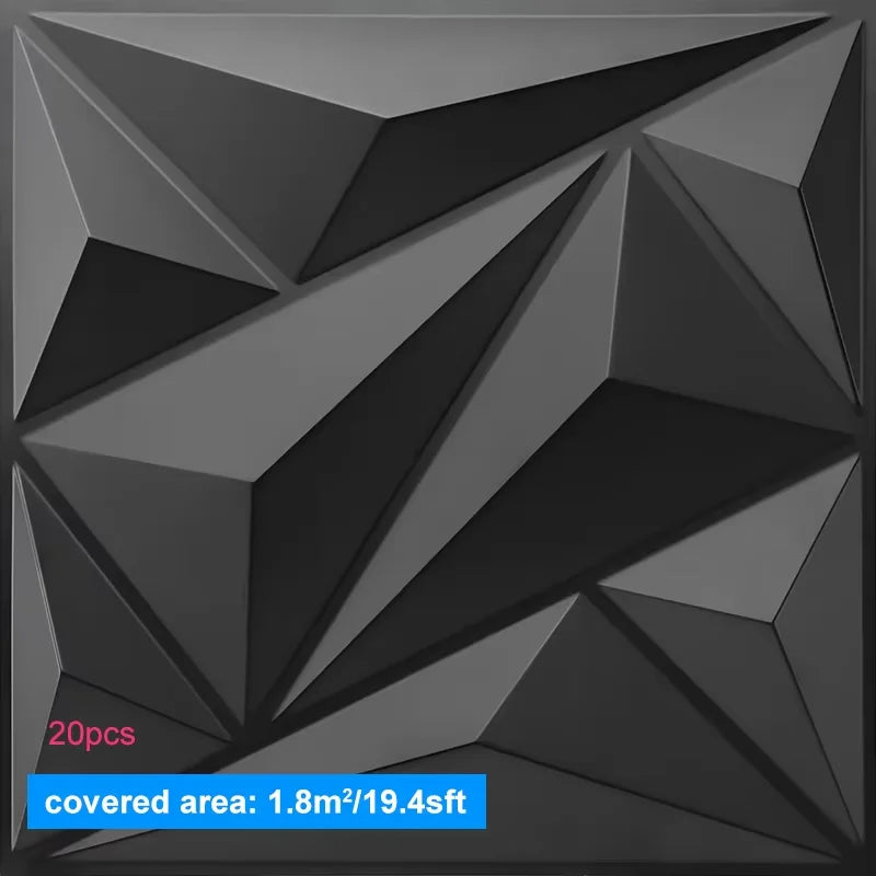 20PCS 3D Wall Panels 30x30cm Indoor Wall Decoration for Living Room Bedroom Hotel Office Mural Tile-Panel-Mold 3D Wall Sticker