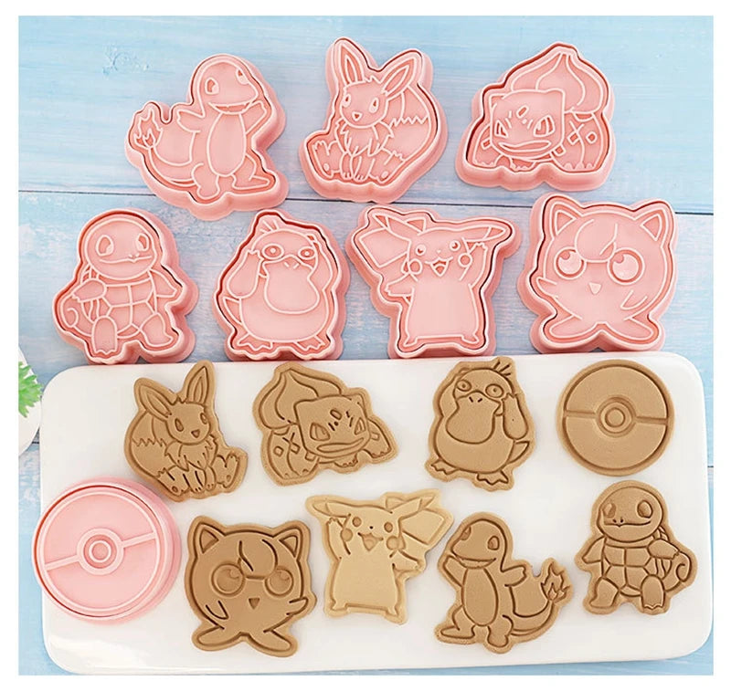 Pokémon Cookie Cutter Set | 8pcs Anime Moulds Pikachu, Squirtle & More