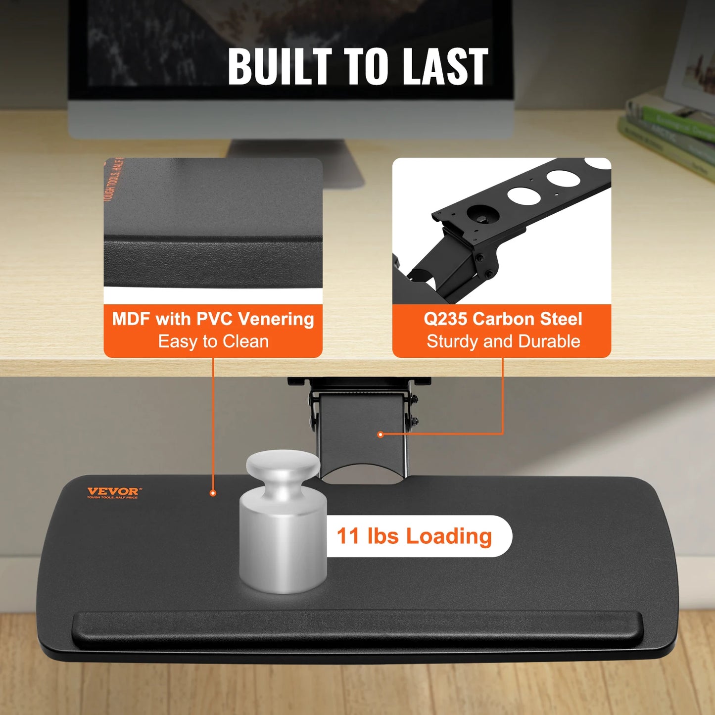 SucceBuy Keyboard Tray under Desk Adjustable Height & Angle Keyboard Tray Slide out & Holder for Typing in Home and Office Work