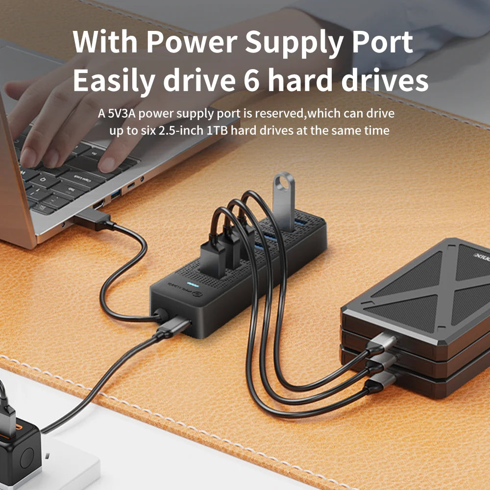 PHIXERO 7 in 1 USB C HUB 3.0 Type C 7 Port Multi Splitter Adapter OTG USB Power Adapter for Macbook Pro 13 Air Mi Pro PC Laptop