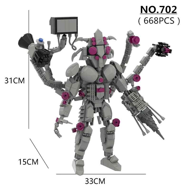 New Skibidi Toilet Building Blocks Set Gold Clock Man With Sword Guitor Speaker Man Titan Computer Man Toys For Boys Xmas Gifts