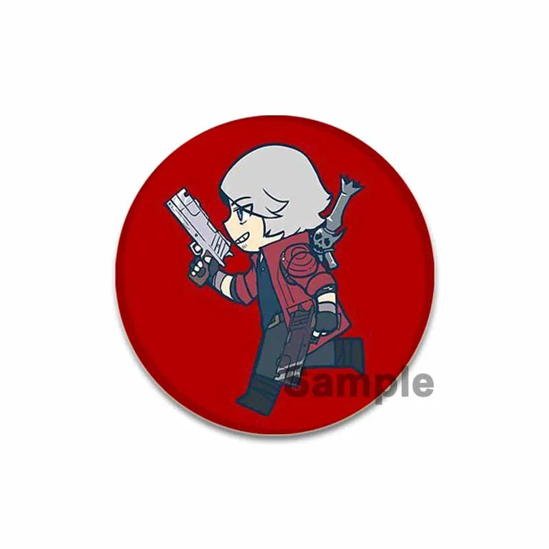 58mm Game Anime Devil May Cry Brooches Dante Cartoon Badge HD Print Handmade Pins for Backpack Accessories Clothes Decoration